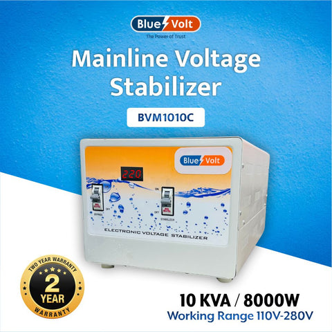 BVM1010C 10 KVA 8000W 110V – 280V With Changeover MCB/Powers Copper Wound